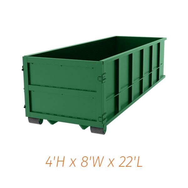 it is recommended to look into alternative disposal methods for large items that cannot fit in a twenty-yard dumpster